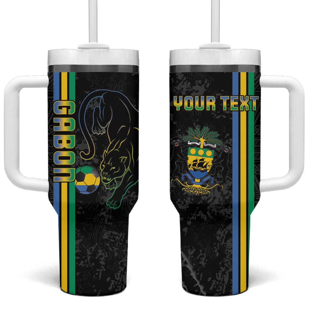 Custom Gabon Football Tumbler With Handle Go Champions - Black Ver