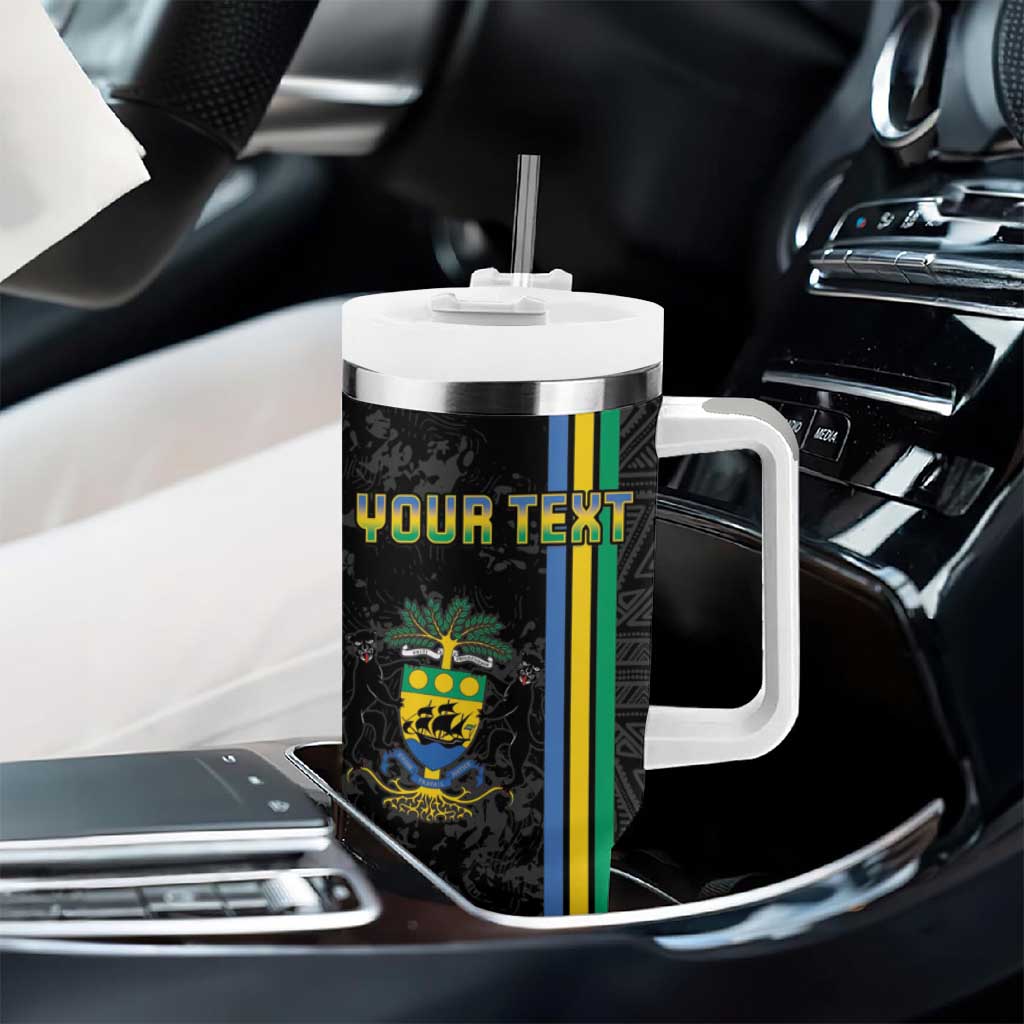 Custom Gabon Football Tumbler With Handle Go Champions - Black Ver
