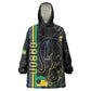Custom Gabon Football Wearable Blanket Hoodie Go Champions - Black Ver
