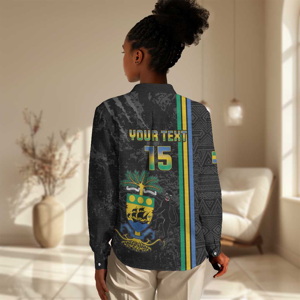 Custom Gabon Football Women Casual Shirt Go Champions - Black Ver
