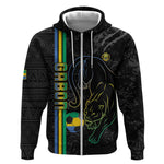 Custom Gabon Football Zip Hoodie Go Champions - Black Ver