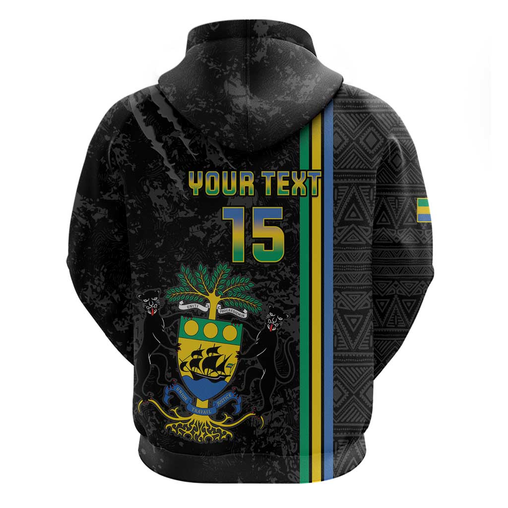 Custom Gabon Football Zip Hoodie Go Champions - Black Ver