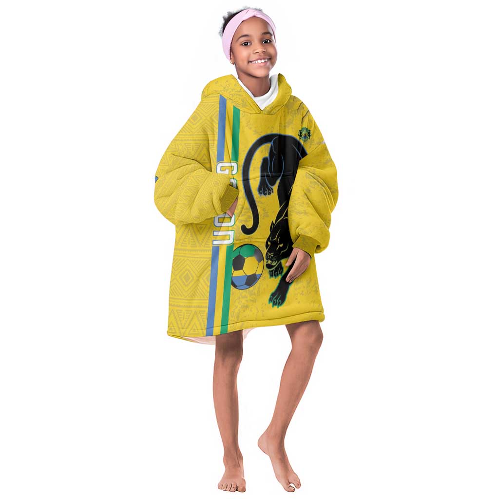 Custom Gabon Football Kid Wearable Blanket Hoodie Go Champions - Yellow Ver