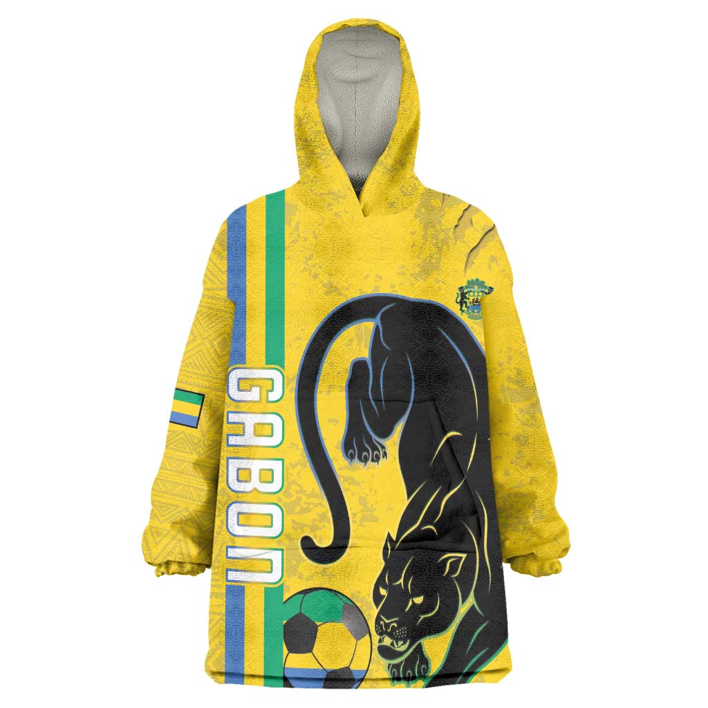 Custom Gabon Football Kid Wearable Blanket Hoodie Go Champions - Yellow Ver