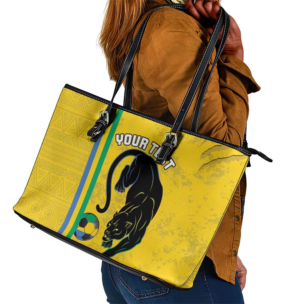 Custom Gabon Football Leather Tote Bag Go Champions - Yellow Ver