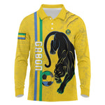 Custom Gabon Football Long Sleeve Polo Shirt Go Champions - Yellow Ver