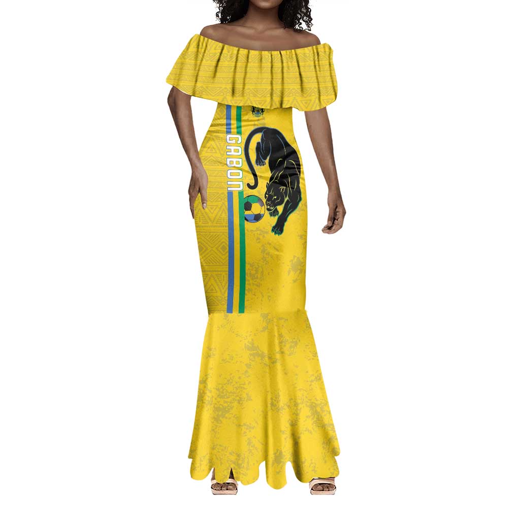 Custom Gabon Football Mermaid Dress Go Champions - Yellow Ver