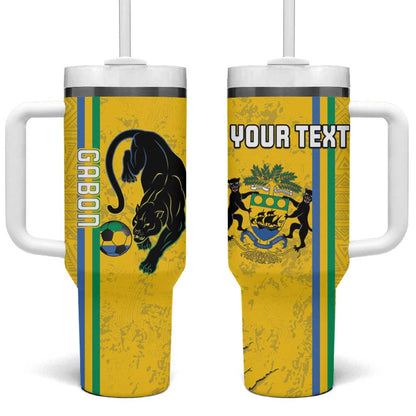 Custom Gabon Football Tumbler With Handle Go Champions - Yellow Ver