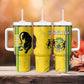 Custom Gabon Football Tumbler With Handle Go Champions - Yellow Ver