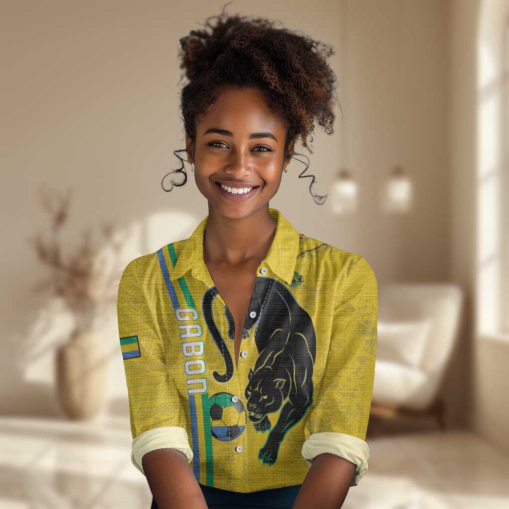 Custom Gabon Football Women Casual Shirt Go Champions - Yellow Ver