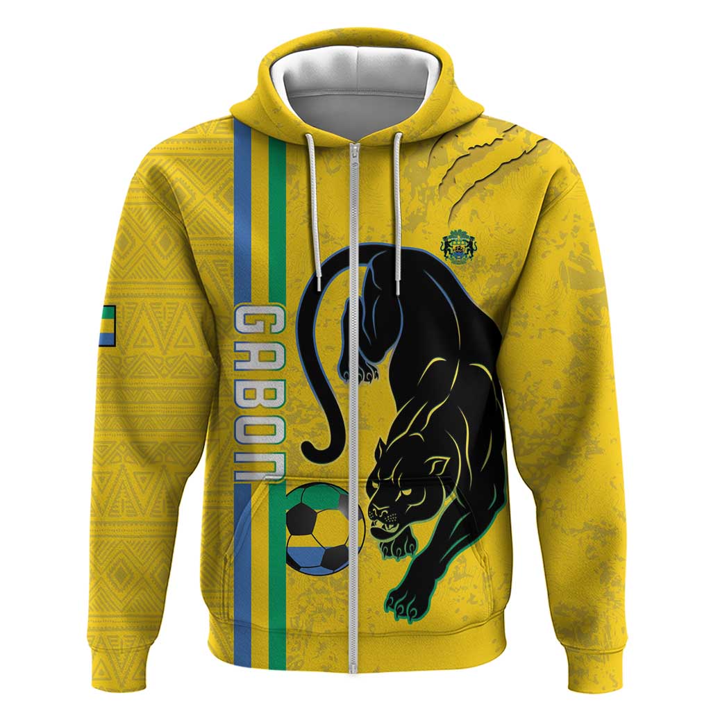 Custom Gabon Football Zip Hoodie Go Champions - Yellow Ver