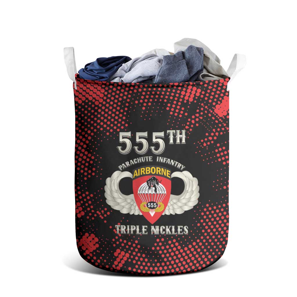 555th Parachute Infantry Laundry Basket Triple Nickles Airborne Veteran Tribute