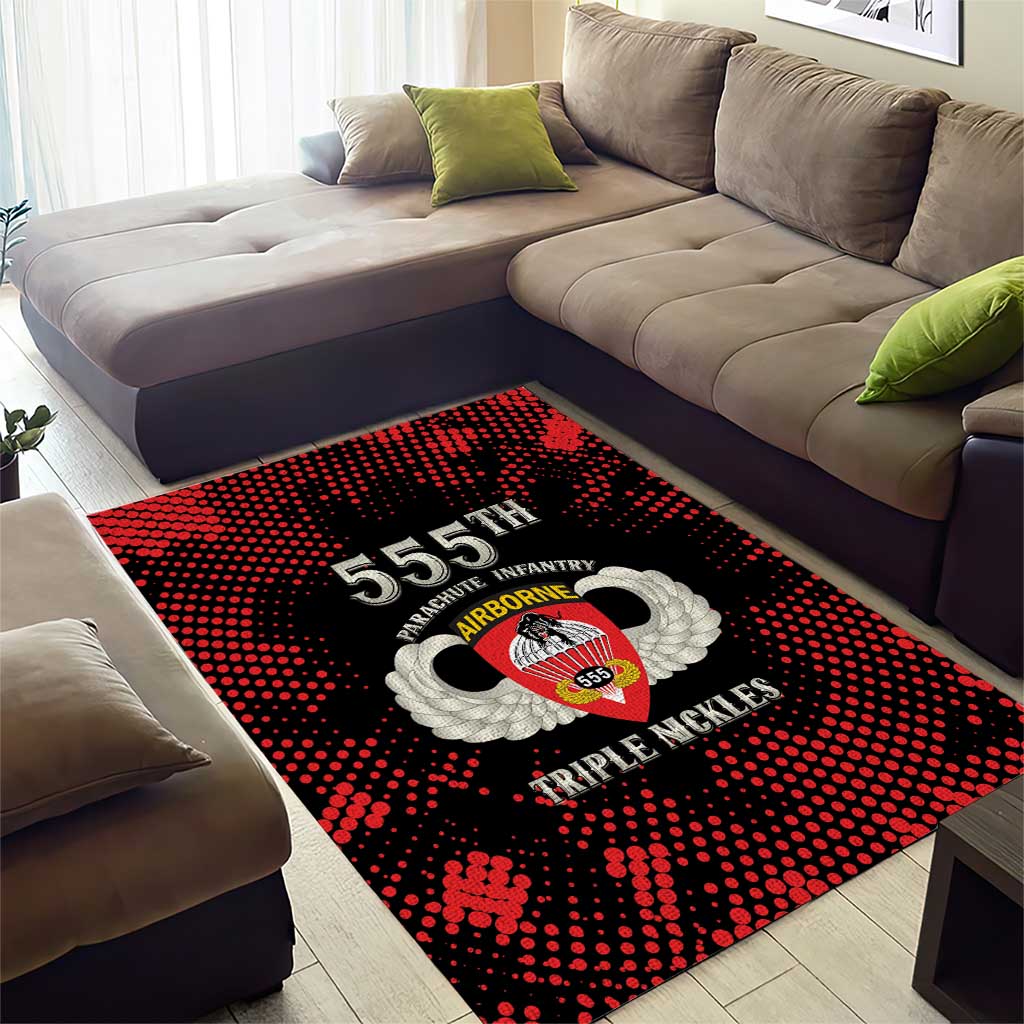 555th Parachute Infantry Area Rug Triple Nickles Airborne Veteran Tribute