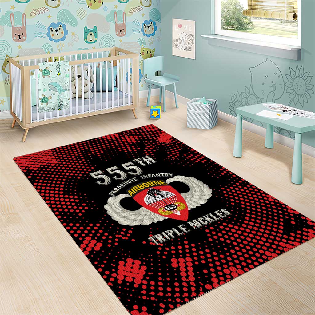 555th Parachute Infantry Area Rug Triple Nickles Airborne Veteran Tribute