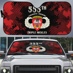 555th Parachute Infantry Auto Sun Shade Triple Nickles Airborne Veteran Tribute