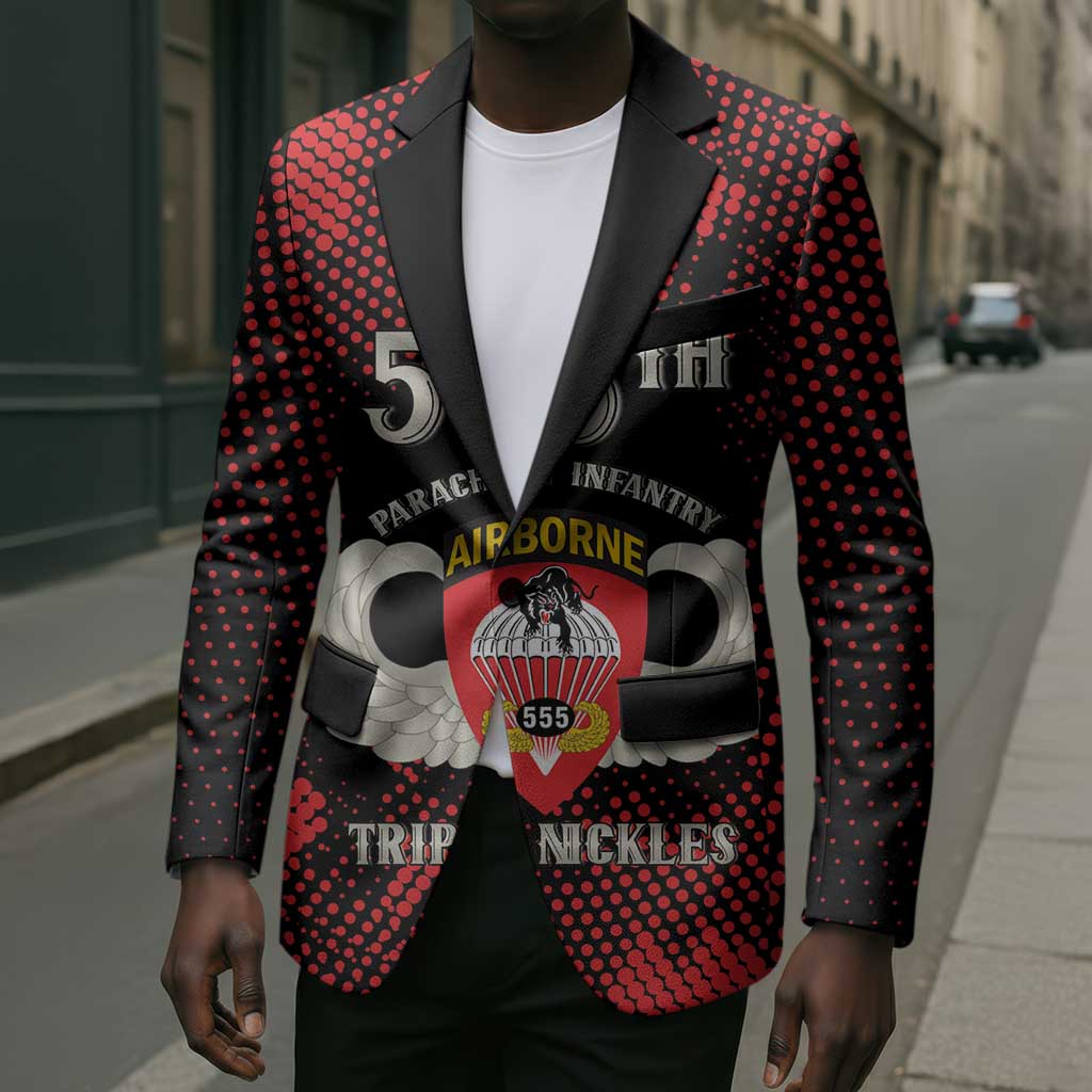 Personalized 555th Parachute Infantry Blazer Triple Nickles Airborne Veteran Tribute