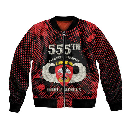 Personalized 555th Parachute Infantry Bomber Jacket Triple Nickles Airborne Veteran Tribute
