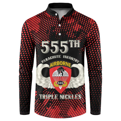 Personalized 555th Parachute Infantry Button Sweatshirt Triple Nickles Airborne Veteran Tribute