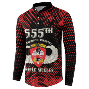 Personalized 555th Parachute Infantry Button Sweatshirt Triple Nickles Airborne Veteran Tribute