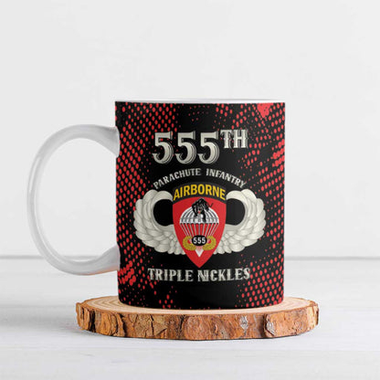 Personalized 555th Parachute Infantry Ceramic Mug Triple Nickles Airborne Veteran Tribute