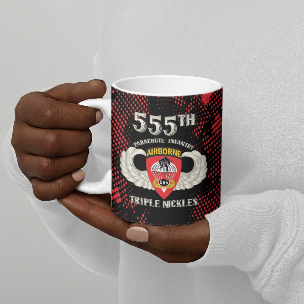 Personalized 555th Parachute Infantry Ceramic Mug Triple Nickles Airborne Veteran Tribute