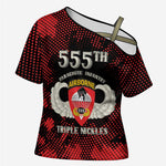 Personalized 555th Parachute Infantry Cross Shoulder Shirt Triple Nickles Airborne Veteran Tribute