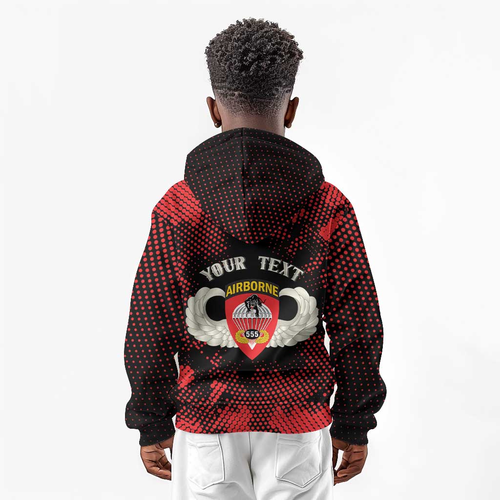 Personalized 555th Parachute Infantry Kid Hoodie Triple Nickles Airborne Veteran Tribute