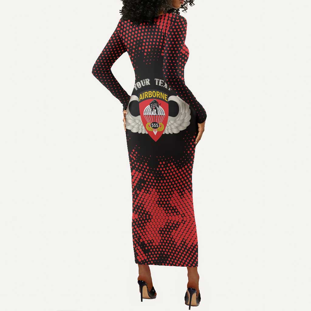 Personalized 555th Parachute Infantry Long Sleeve Bodycon Dress Triple Nickles Airborne Veteran Tribute
