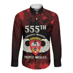Personalized 555th Parachute Infantry Long Sleeve Button Shirt Triple Nickles Airborne Veteran Tribute