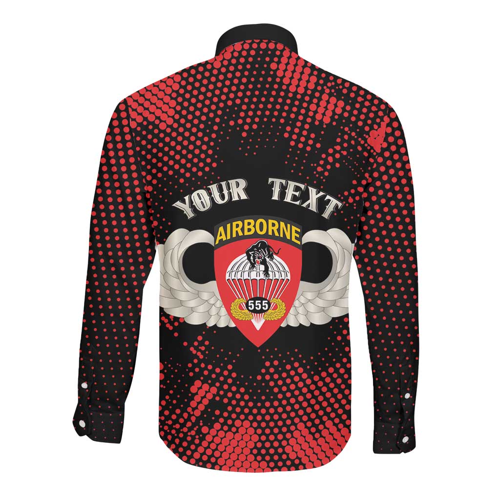 Personalized 555th Parachute Infantry Long Sleeve Button Shirt Triple Nickles Airborne Veteran Tribute