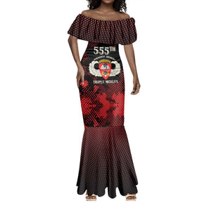 Personalized 555th Parachute Infantry Mermaid Dress Triple Nickles Airborne Veteran Tribute