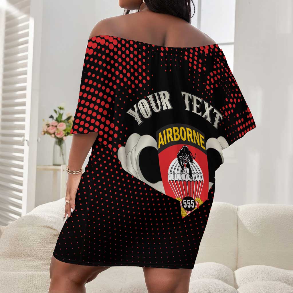 Personalized 555th Parachute Infantry Off Shoulder Short Dress Triple Nickles Airborne Veteran Tribute