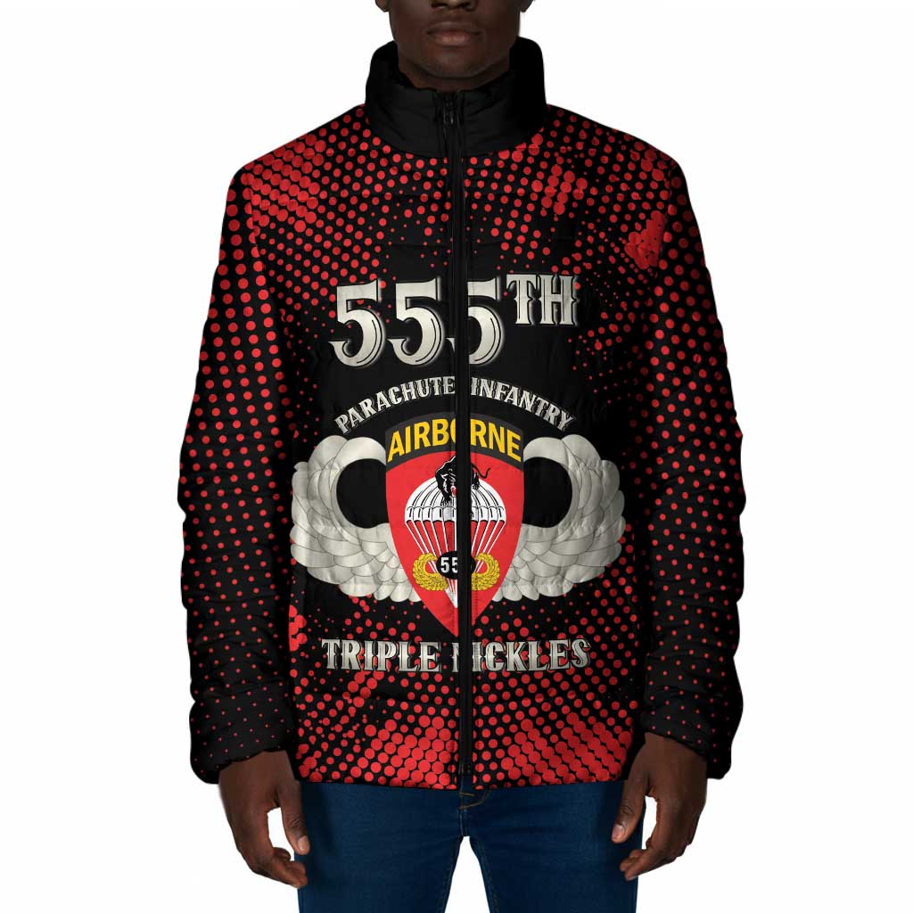 Personalized 555th Parachute Infantry Padded Jacket Triple Nickles Airborne Veteran Tribute