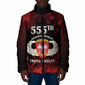 Personalized 555th Parachute Infantry Padded Jacket Triple Nickles Airborne Veteran Tribute