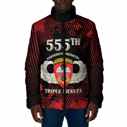 Personalized 555th Parachute Infantry Padded Jacket Triple Nickles Airborne Veteran Tribute