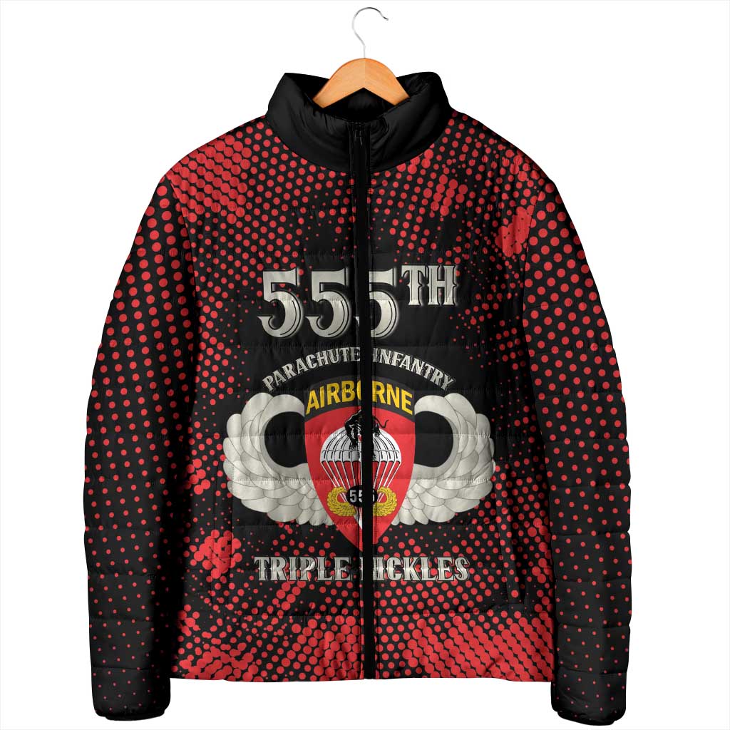 Personalized 555th Parachute Infantry Padded Jacket Triple Nickles Airborne Veteran Tribute