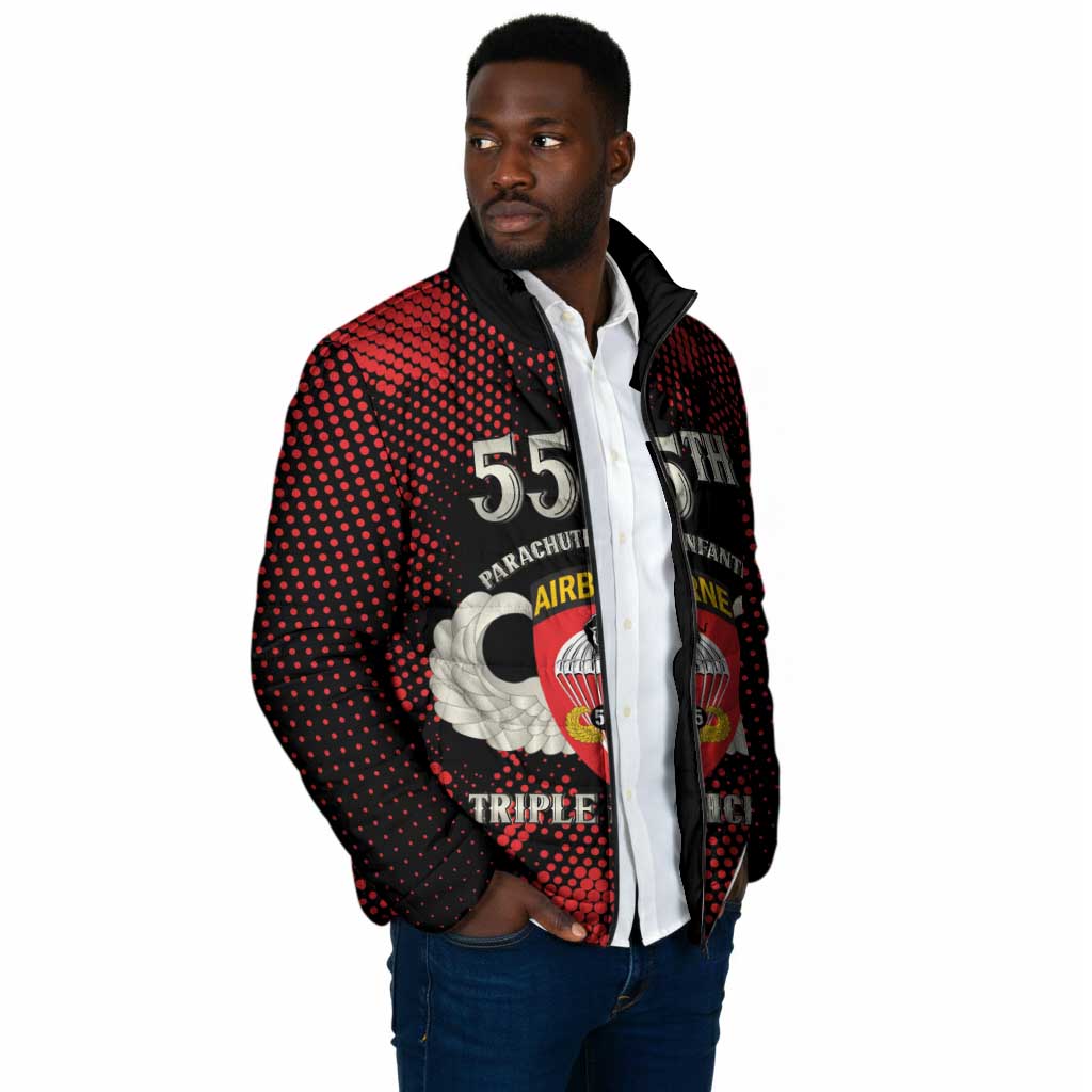 Personalized 555th Parachute Infantry Padded Jacket Triple Nickles Airborne Veteran Tribute