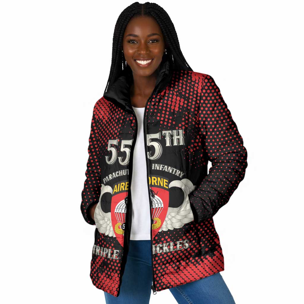 Personalized 555th Parachute Infantry Padded Jacket Triple Nickles Airborne Veteran Tribute