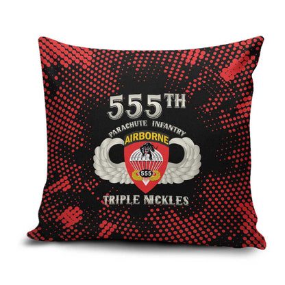 555th Parachute Infantry Pillow Cover Triple Nickles Airborne Veteran Tribute