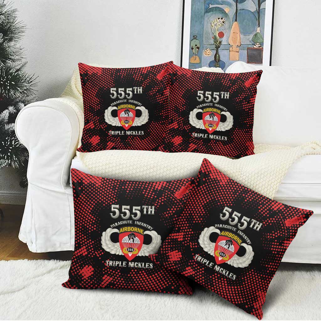 555th Parachute Infantry Pillow Cover Triple Nickles Airborne Veteran Tribute