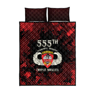 555th Parachute Infantry Quilt Bed Set Triple Nickles Airborne Veteran Tribute