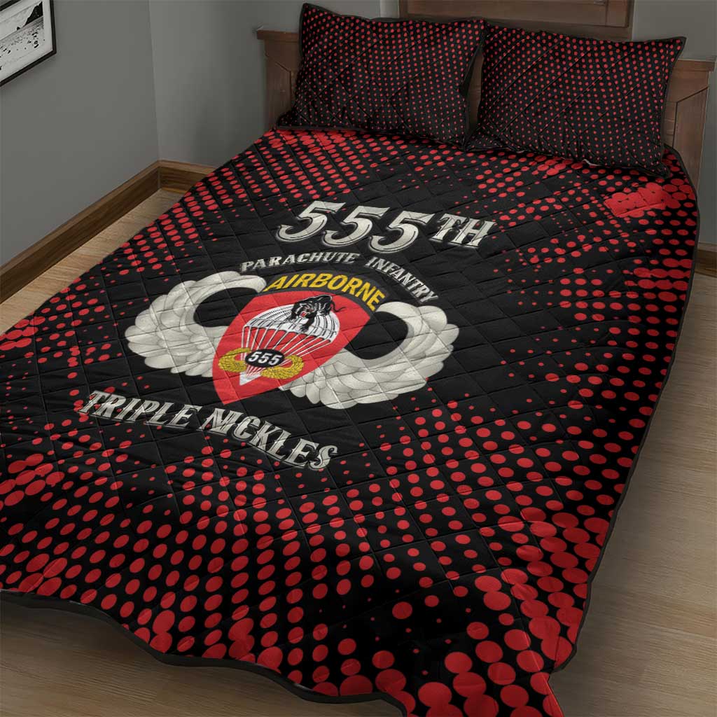 555th Parachute Infantry Quilt Bed Set Triple Nickles Airborne Veteran Tribute