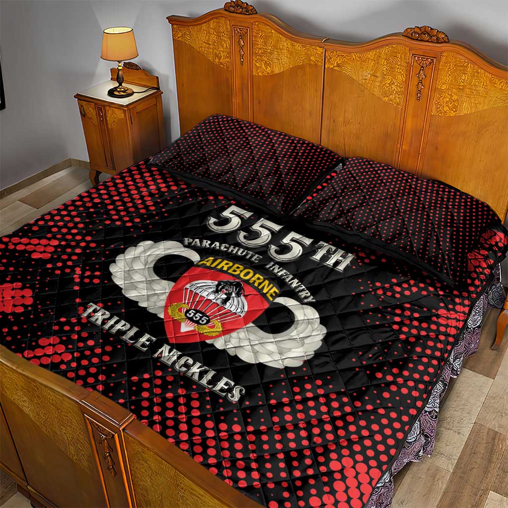 555th Parachute Infantry Quilt Bed Set Triple Nickles Airborne Veteran Tribute