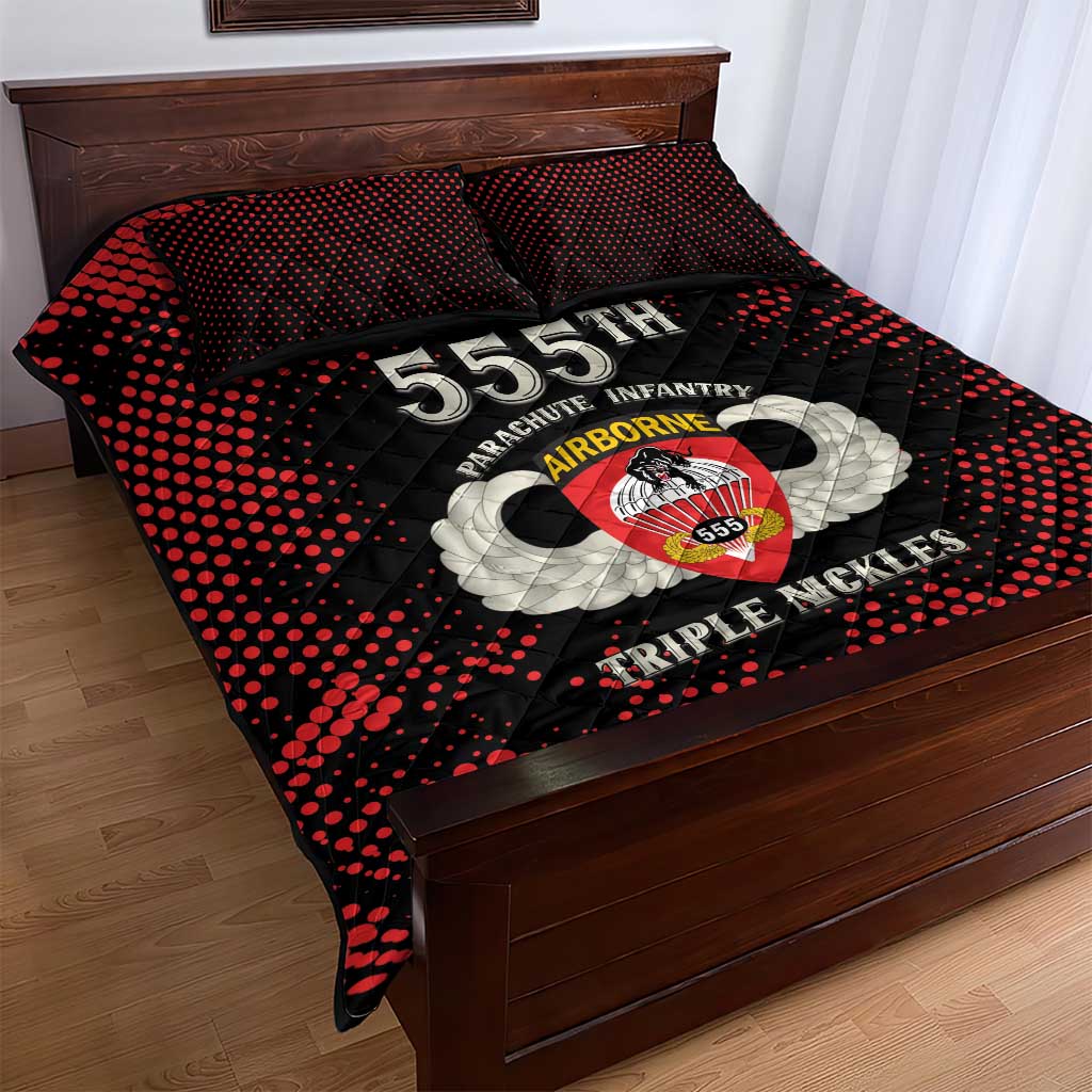 555th Parachute Infantry Quilt Bed Set Triple Nickles Airborne Veteran Tribute