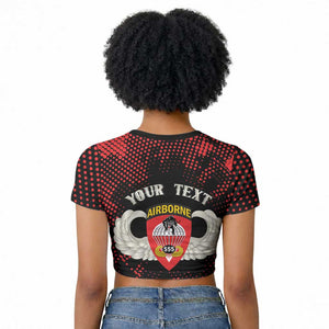 Personalized 555th Parachute Infantry Raglan Cropped T shirt Triple Nickles Airborne Veteran Tribute