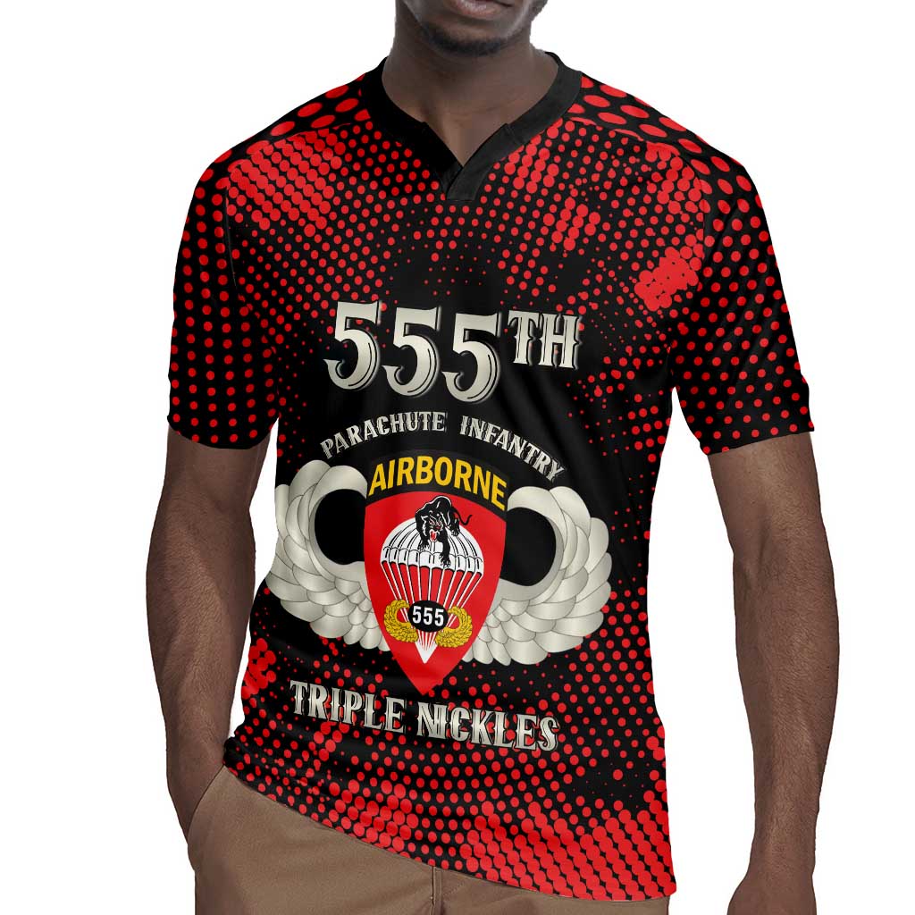 Personalized 555th Parachute Infantry Rugby Jersey Triple Nickles Airborne Veteran Tribute