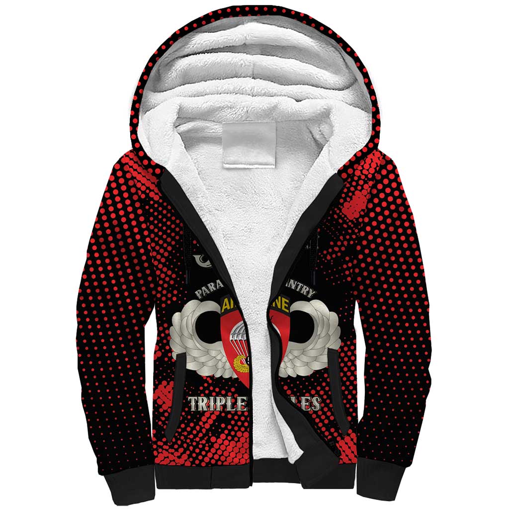 Personalized 555th Parachute Infantry Sherpa Hoodie Triple Nickles Airborne Veteran Tribute