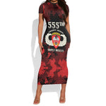 Personalized 555th Parachute Infantry Short Sleeve Bodycon Dress Triple Nickles Airborne Veteran Tribute