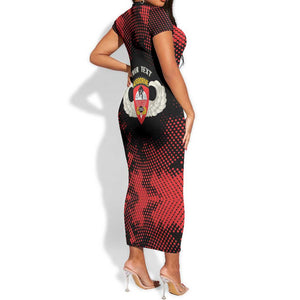 Personalized 555th Parachute Infantry Short Sleeve Bodycon Dress Triple Nickles Airborne Veteran Tribute