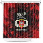 555th Parachute Infantry Shower Curtain Triple Nickles Airborne Veteran Tribute